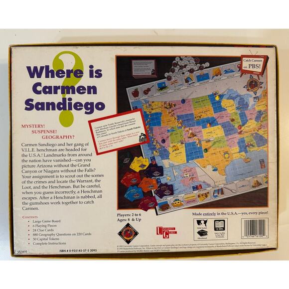 Where in the USA is Carmen Sandiego Board Game 1992 Mystery Geography Vintage - Picture 3 of 7